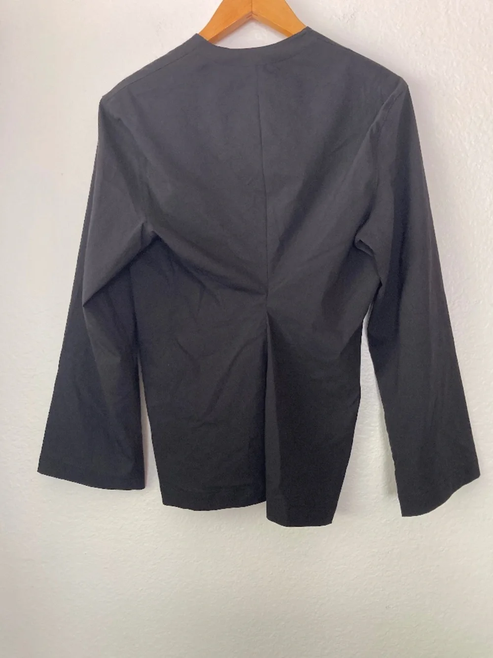 COS Slim Collarless Single Breasted Blazer Sz 4 Linen Cotton Minimalist Work